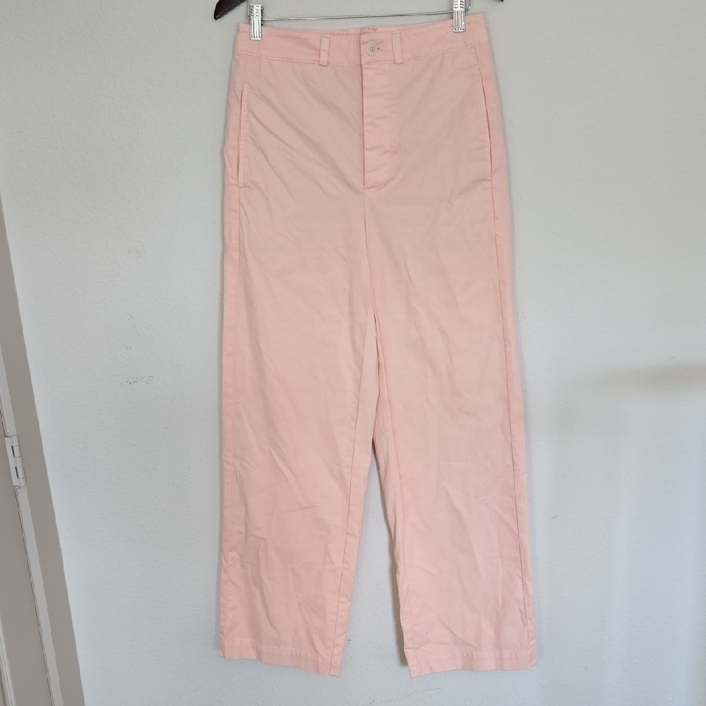 Alex Mill Pink High Rise Wide Straight Leg Classic Cotton Blend Pants Size 6